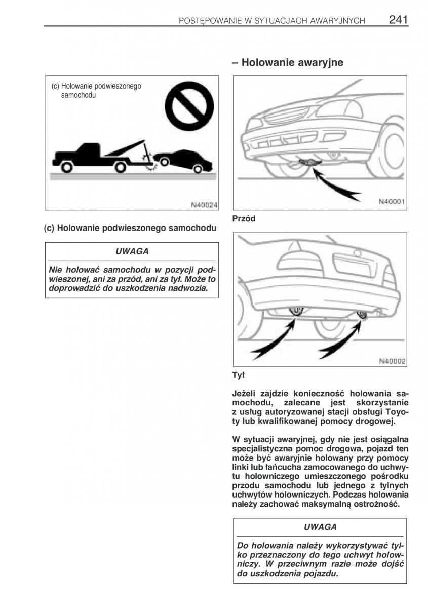 Toyota Avensis I 1 instrukcja obslugi / page 248