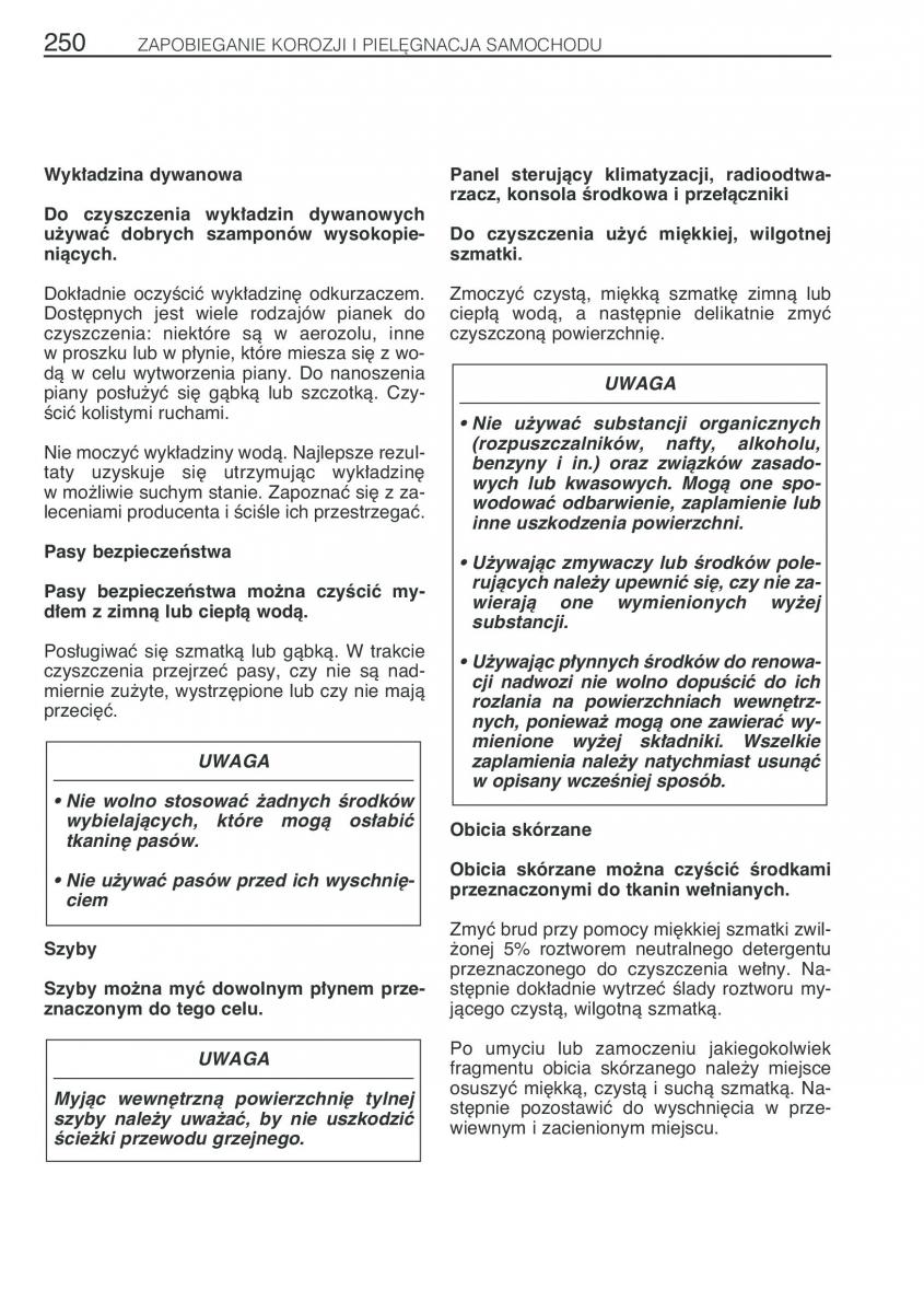 Toyota Avensis I 1 instrukcja obslugi / page 257