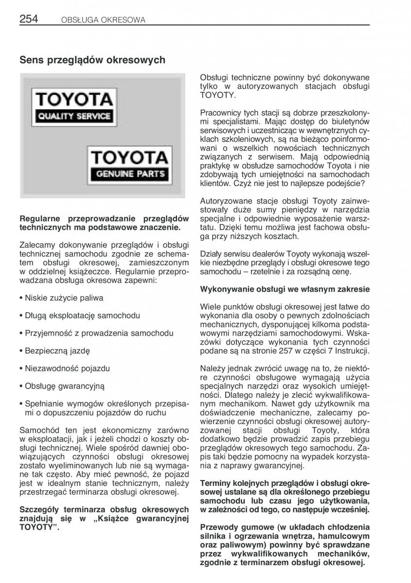 Toyota Avensis I 1 instrukcja obslugi / page 261