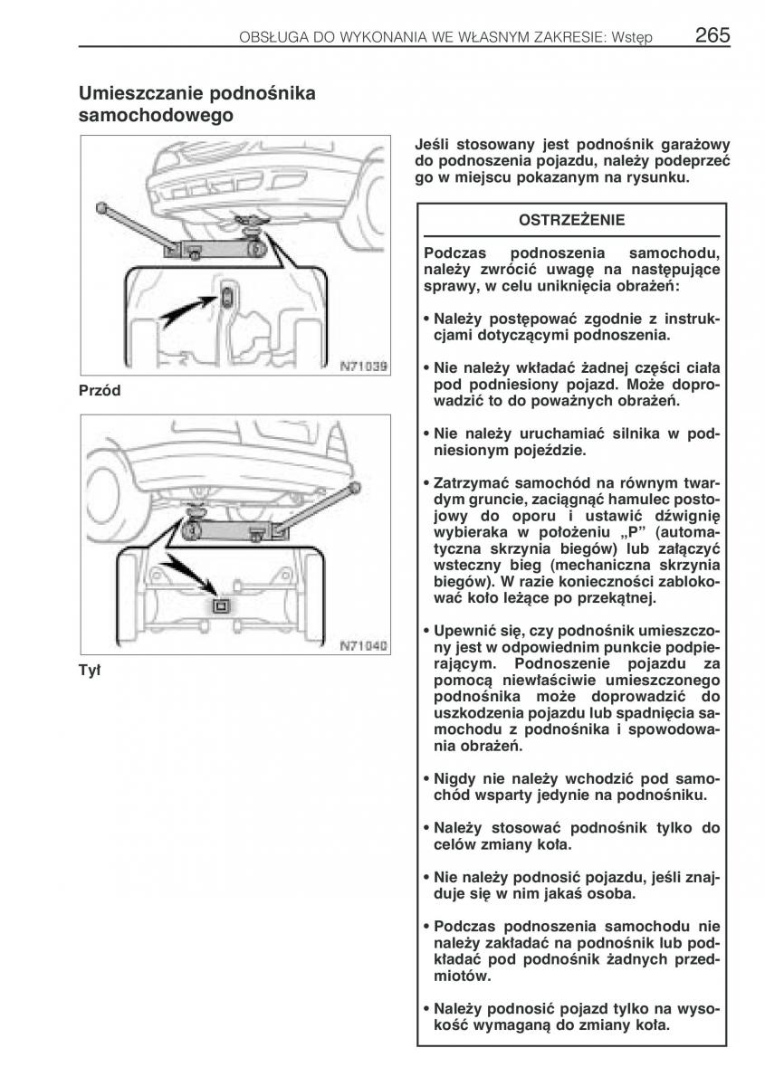 Toyota Avensis I 1 instrukcja obslugi / page 272