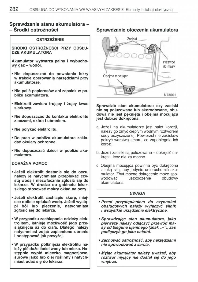 Toyota Avensis I 1 instrukcja obslugi / page 289