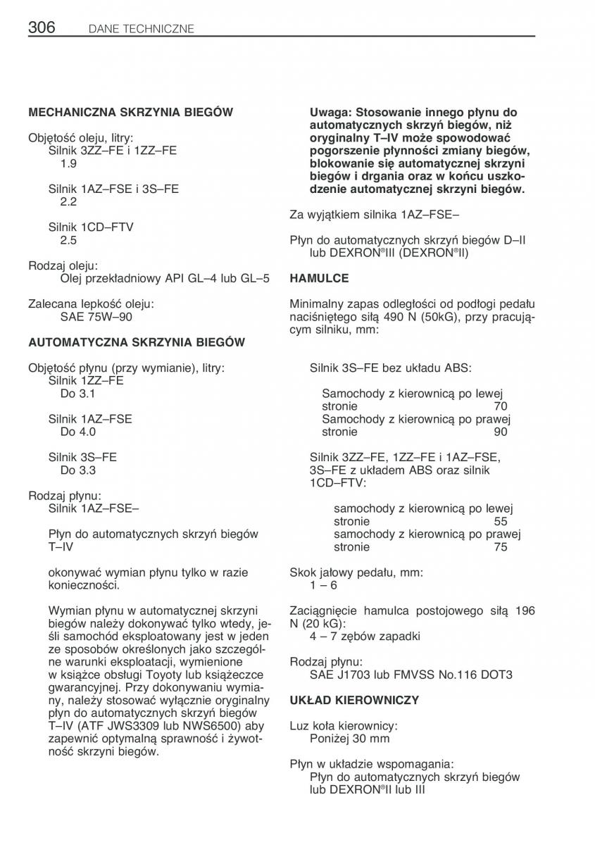 Toyota Avensis I 1 instrukcja obslugi / page 313