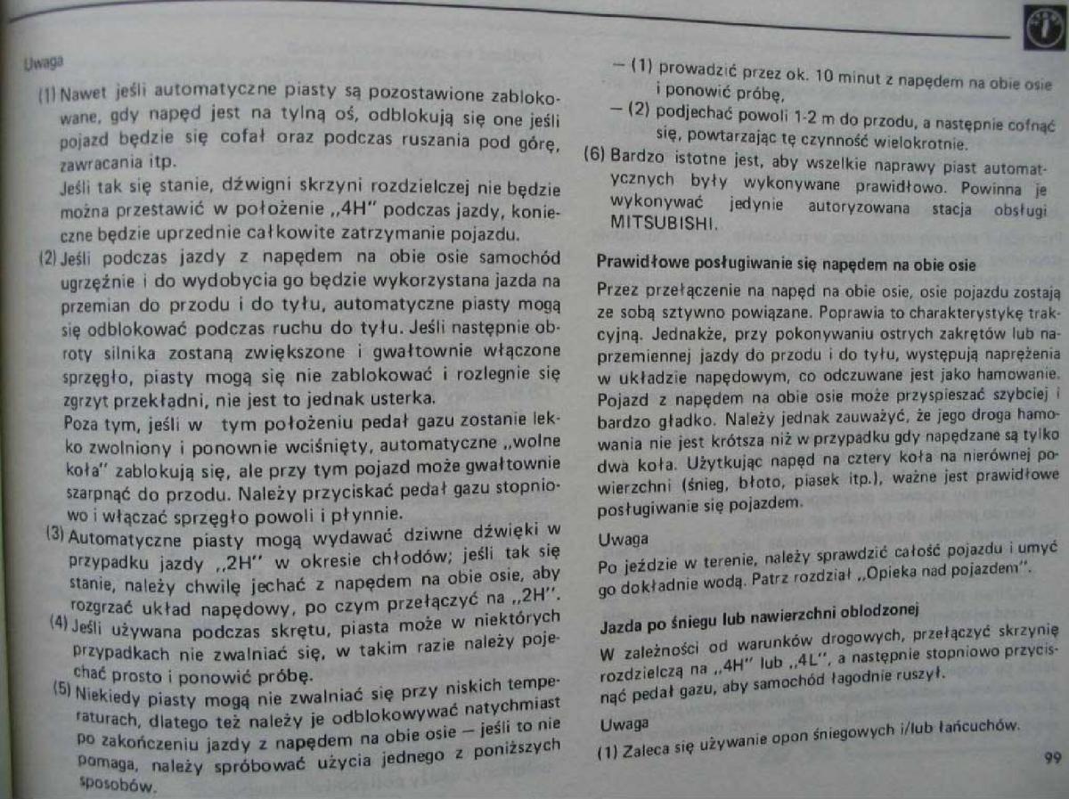 Mitsubishi Pajero I 1 instrukcja obslugi / page 99