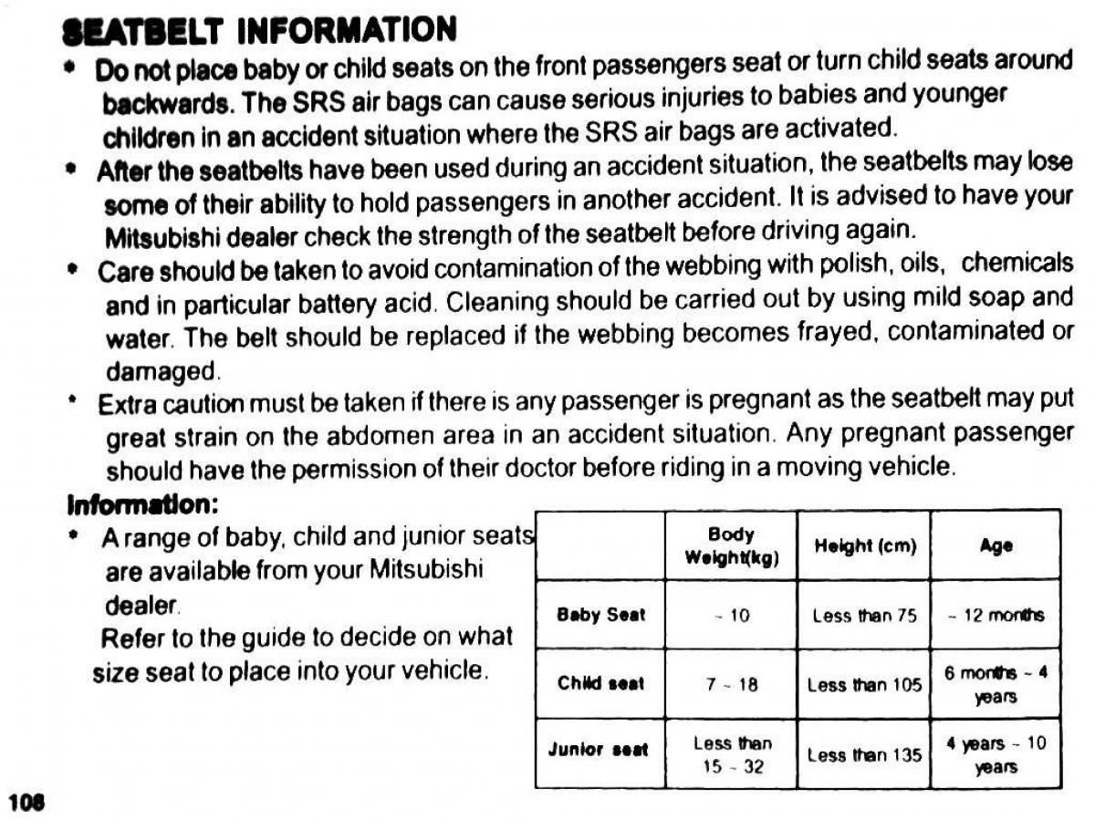 Mitsubishi Pajero II 2 owners manual / page 108