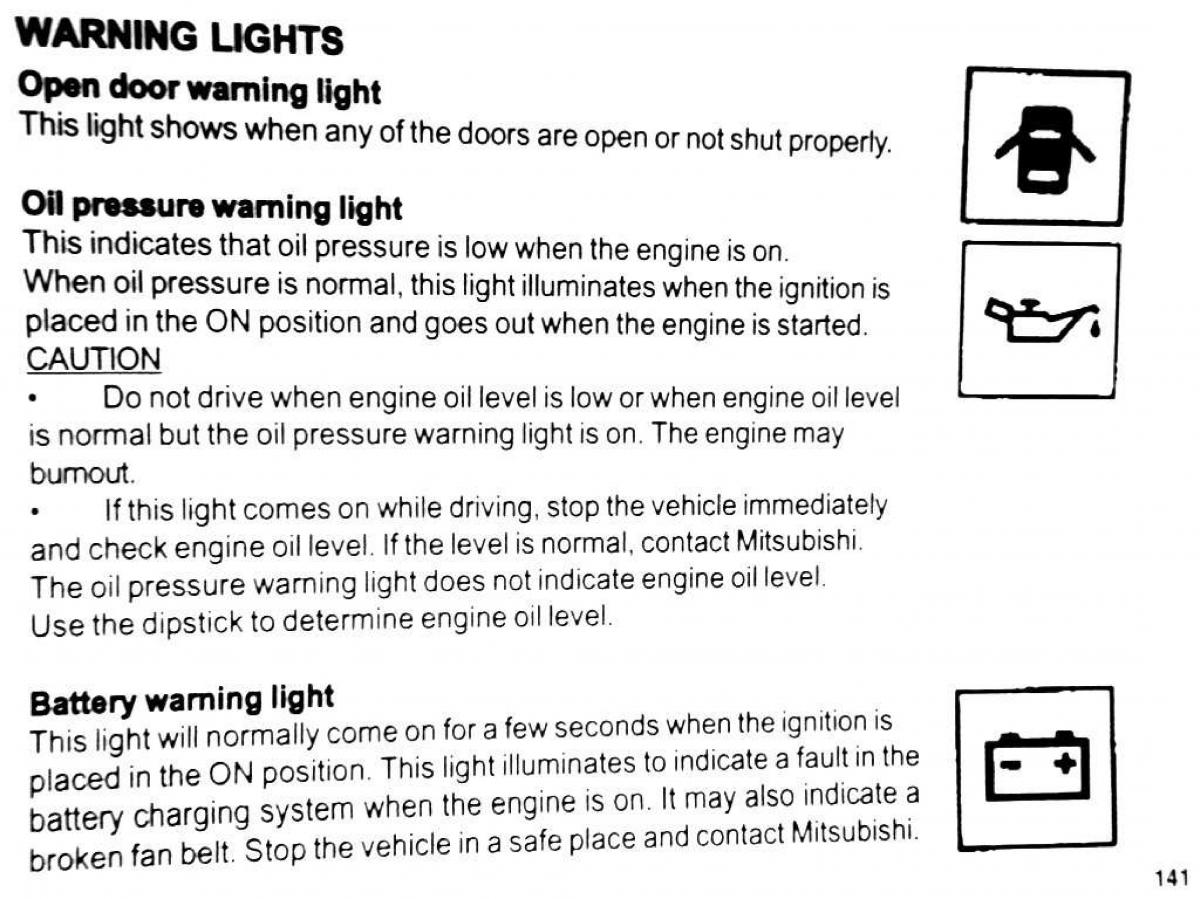 Mitsubishi Pajero II 2 owners manual / page 141