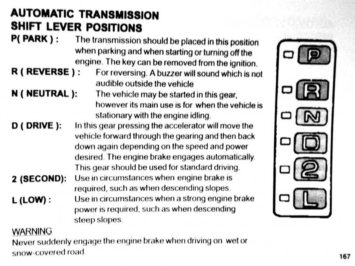 Mitsubishi Pajero II 2 owners manual / page 167