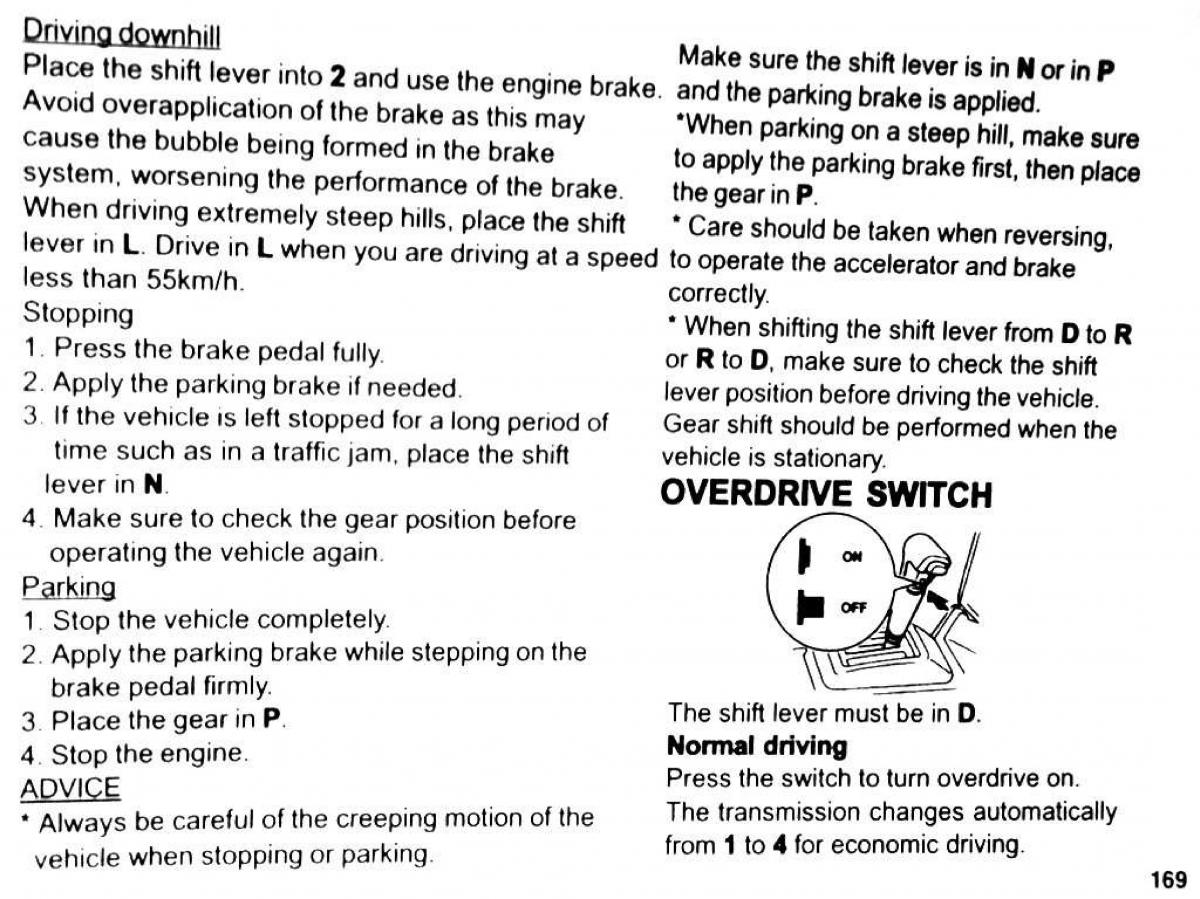 Mitsubishi Pajero II 2 owners manual / page 169