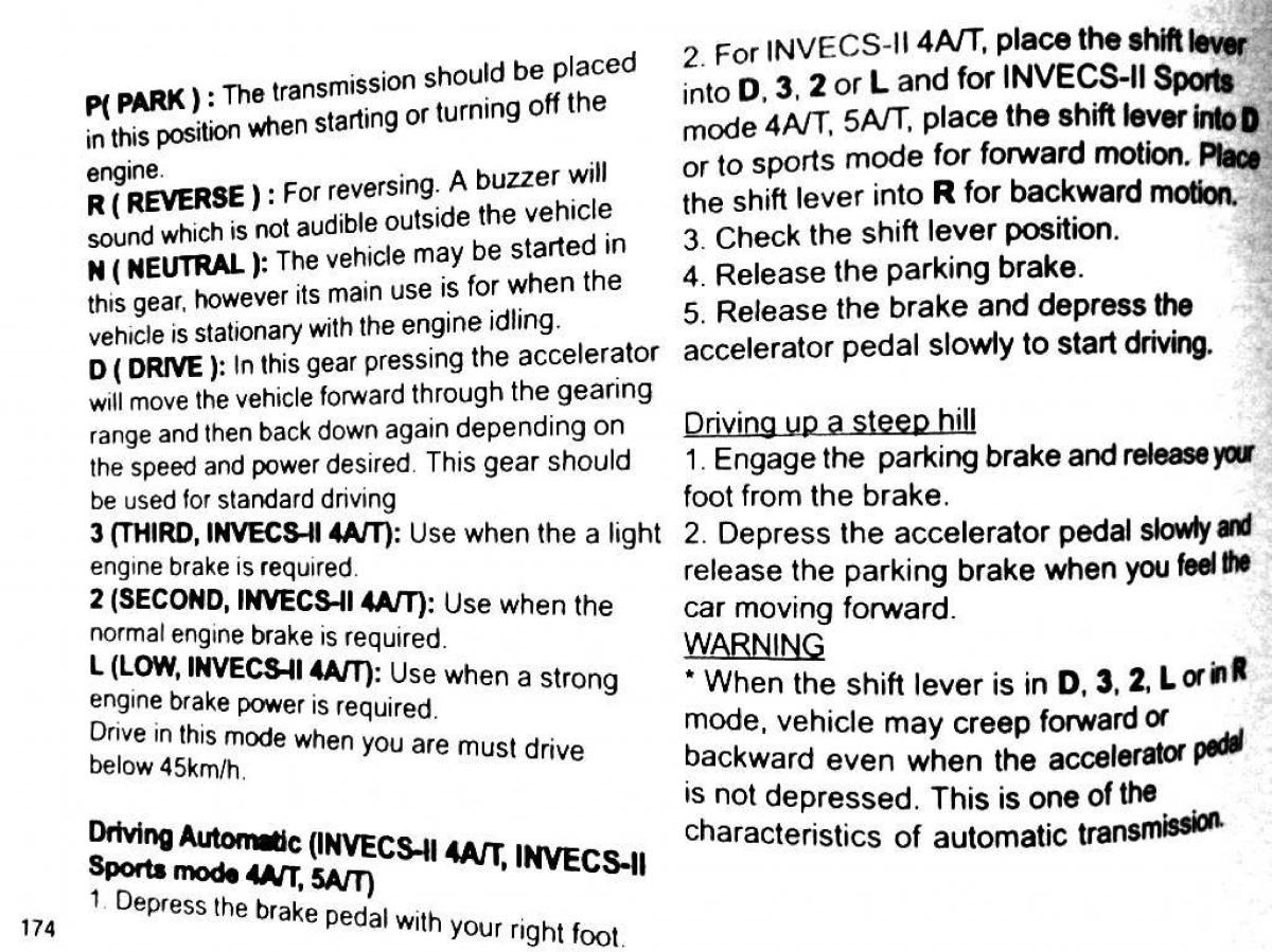 Mitsubishi Pajero II 2 owners manual / page 174