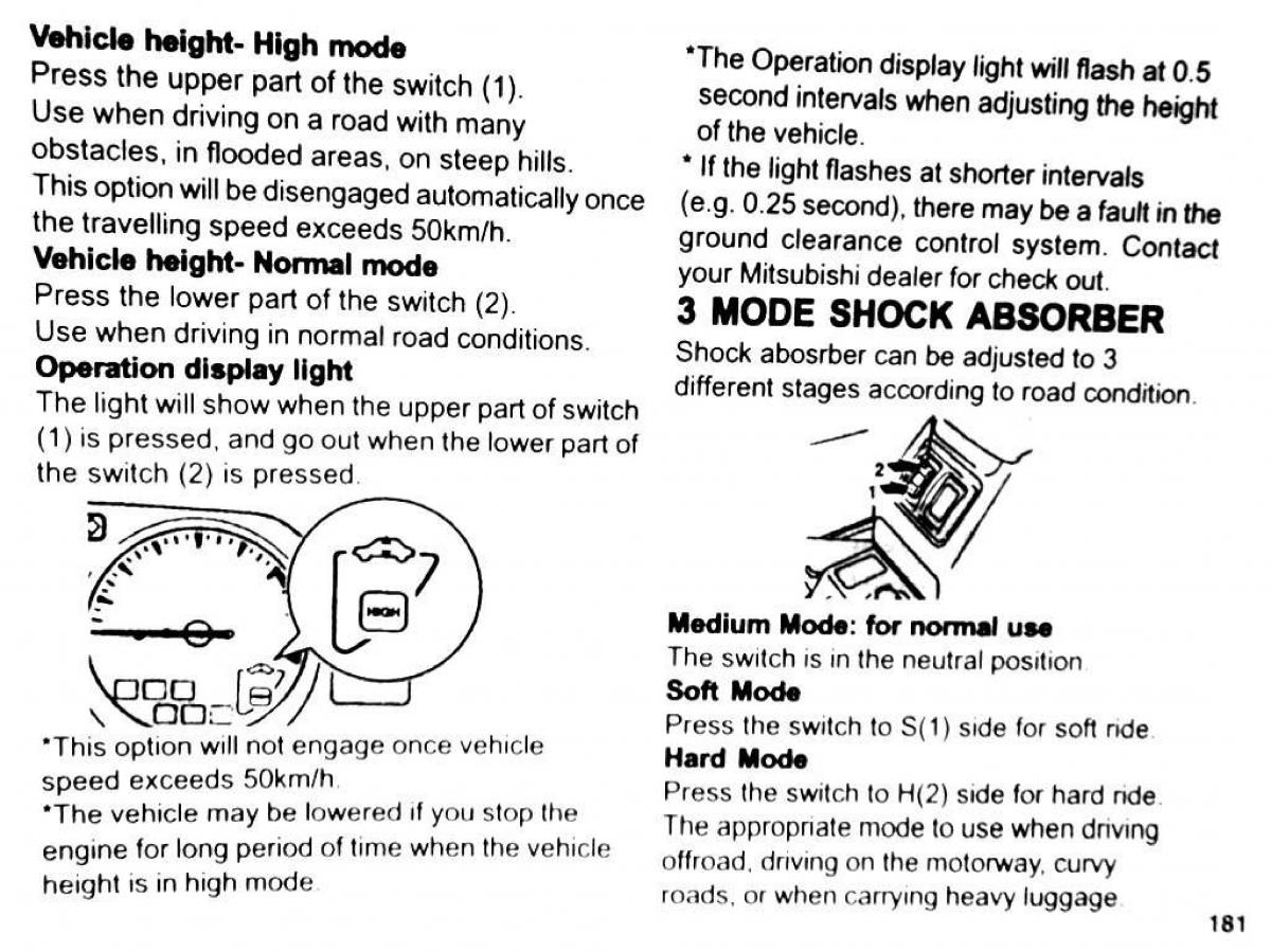 Mitsubishi Pajero II 2 owners manual / page 181