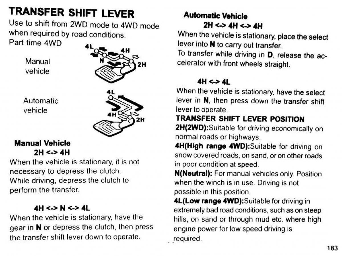 Mitsubishi Pajero II 2 owners manual / page 183