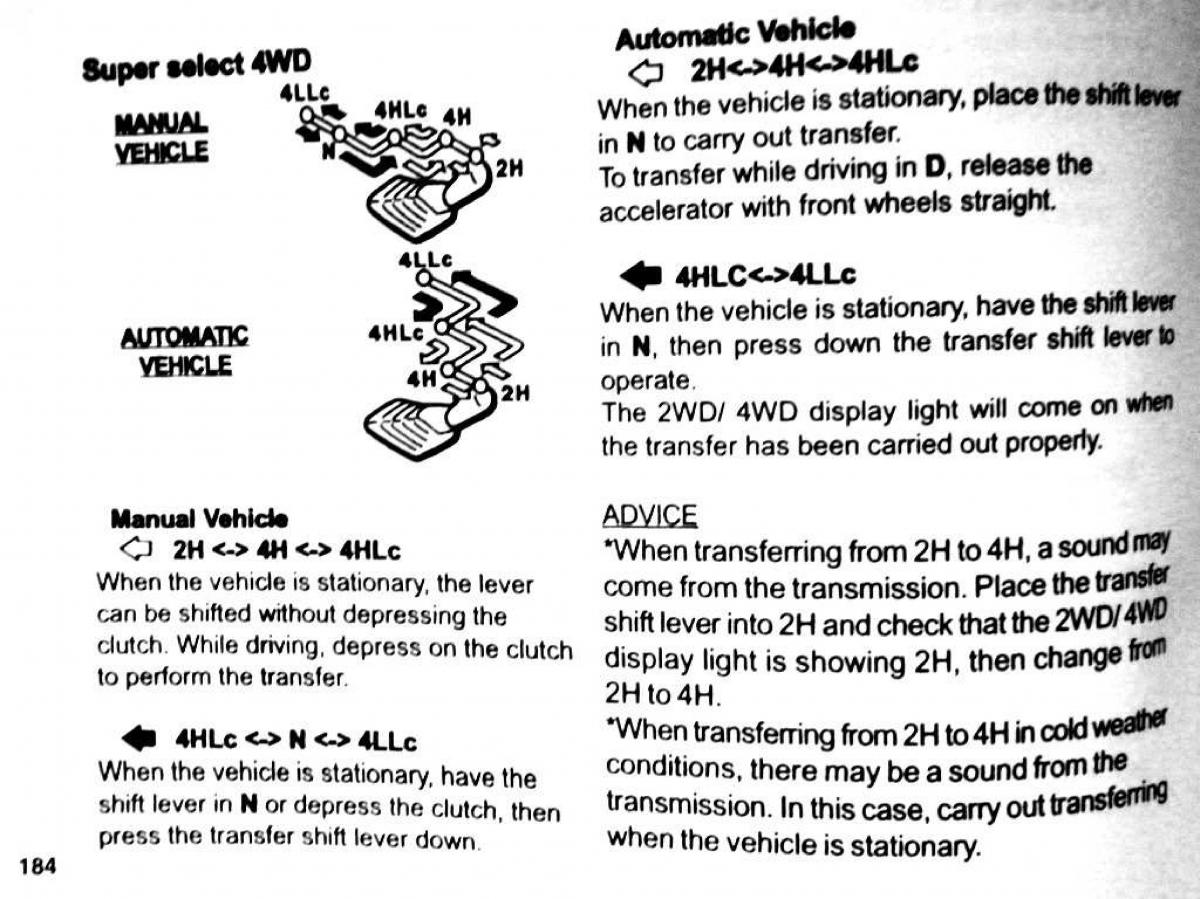 Mitsubishi Pajero II 2 owners manual / page 184