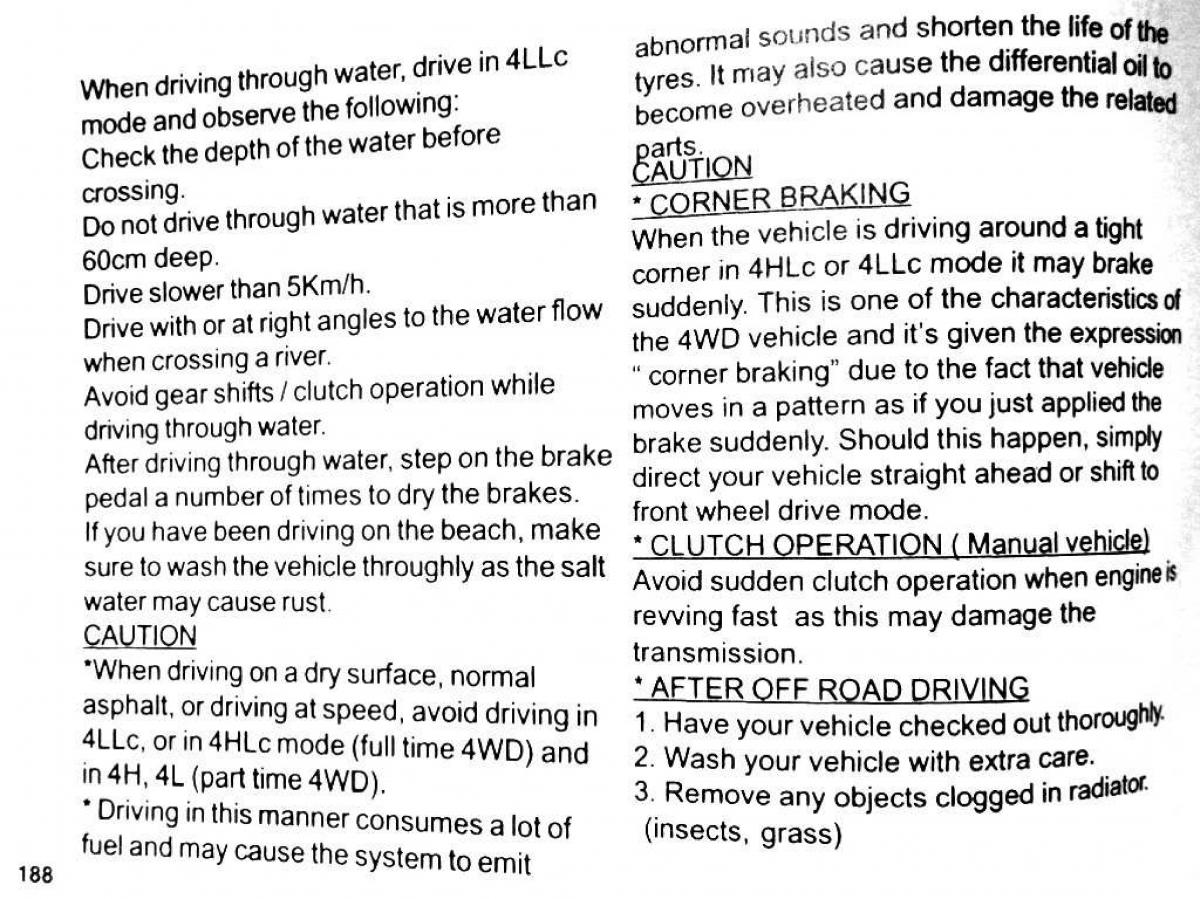 Mitsubishi Pajero II 2 owners manual / page 188