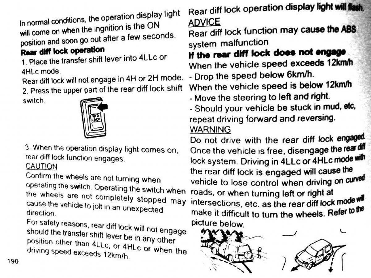 Mitsubishi Pajero II 2 owners manual / page 190