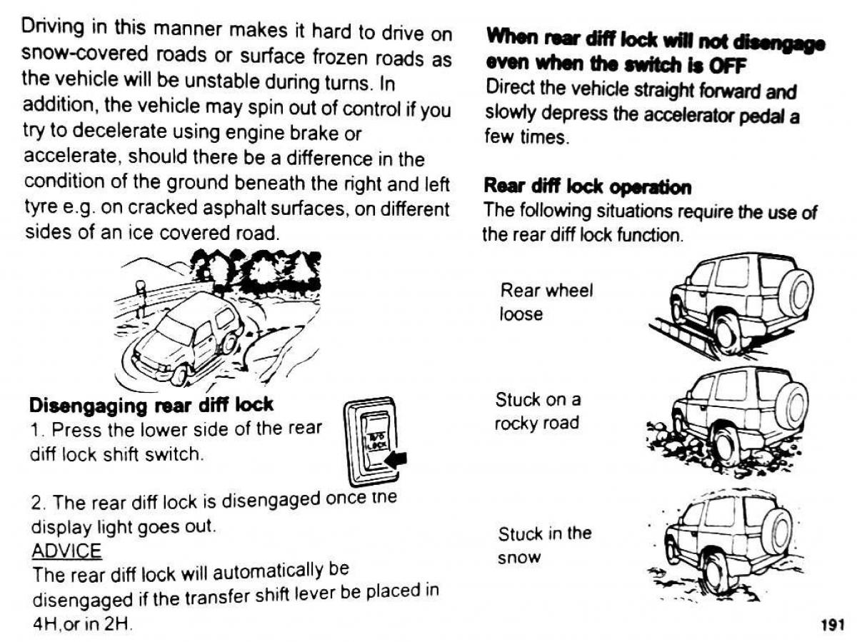 Mitsubishi Pajero II 2 owners manual / page 191