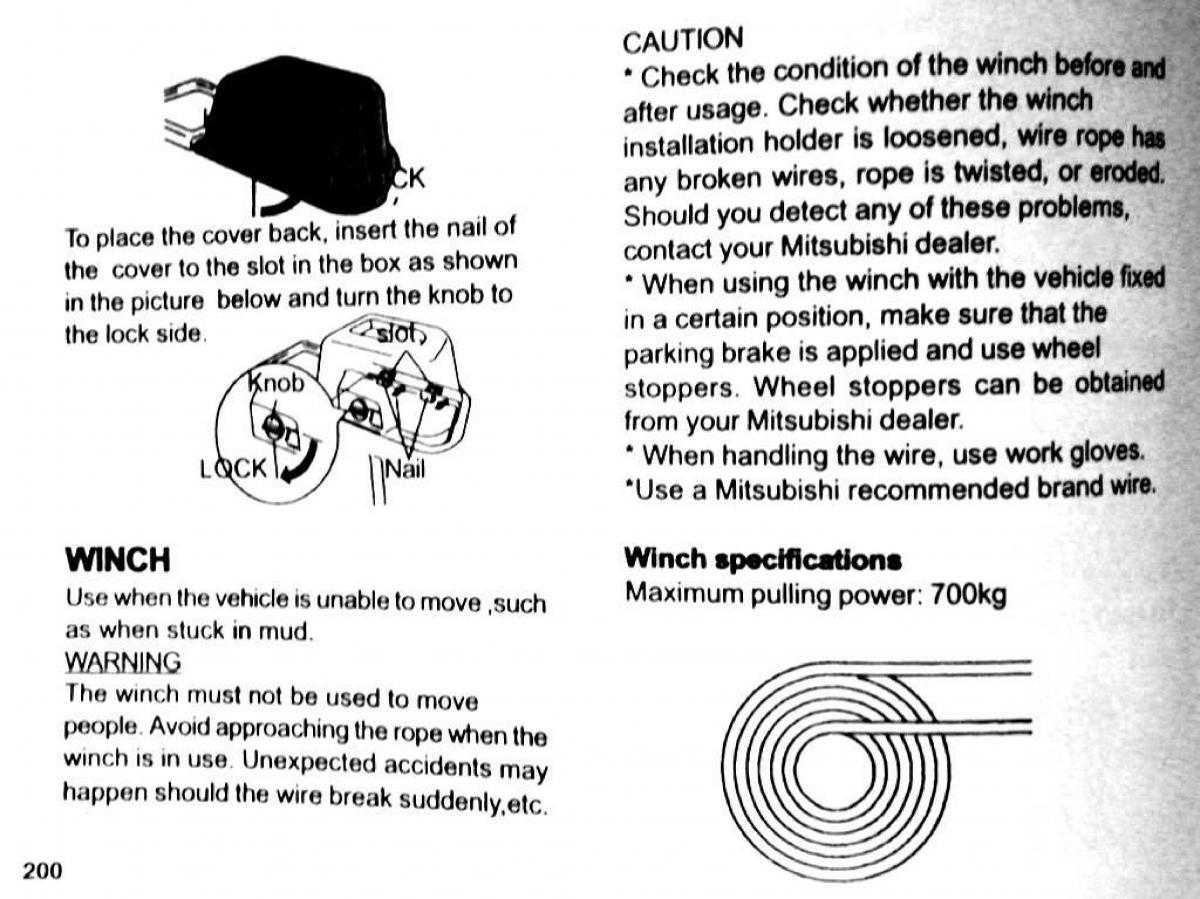 Mitsubishi Pajero II 2 owners manual / page 200