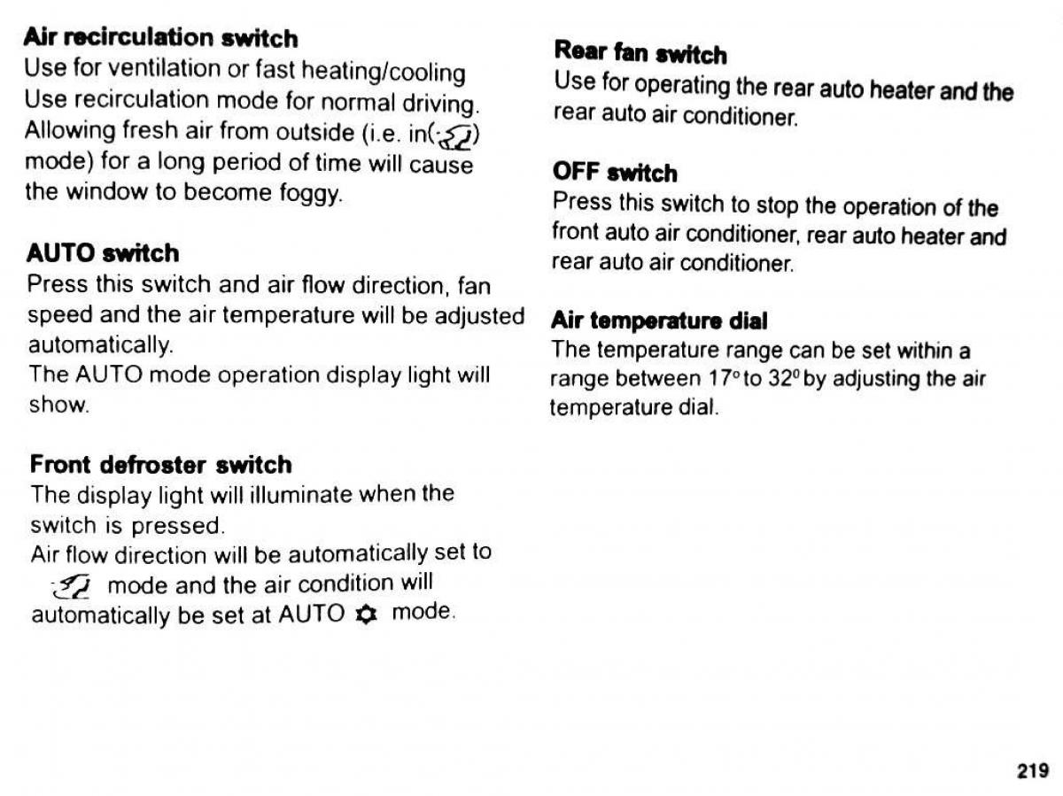 Mitsubishi Pajero II 2 owners manual / page 219