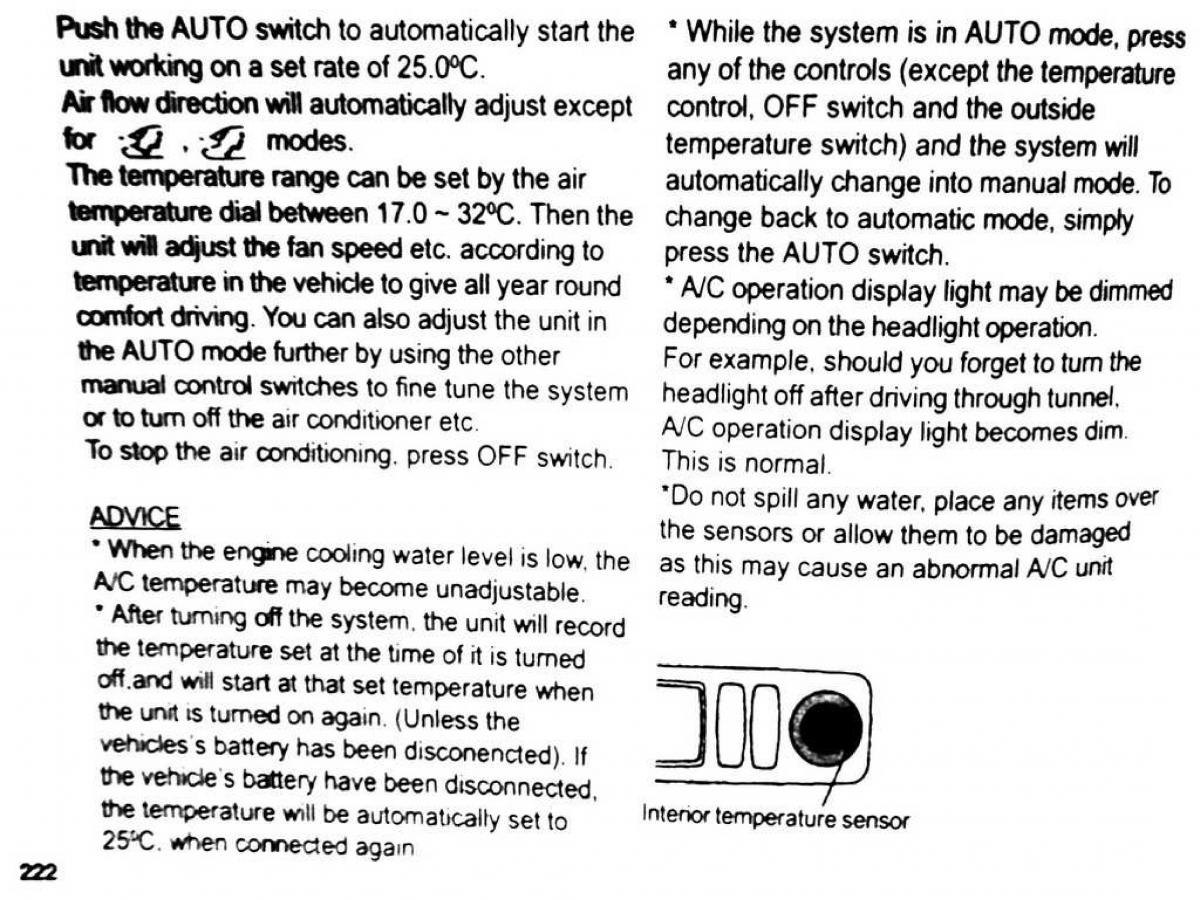 Mitsubishi Pajero II 2 owners manual / page 222