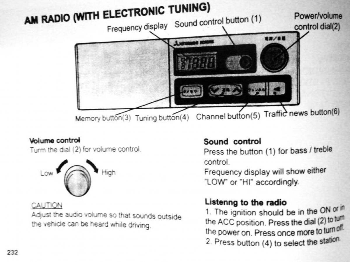 Mitsubishi Pajero II 2 owners manual / page 232