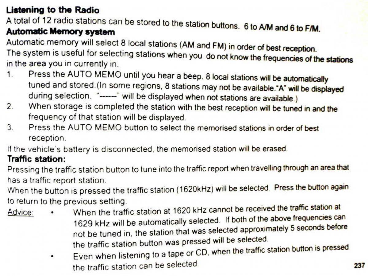 Mitsubishi Pajero II 2 owners manual / page 237