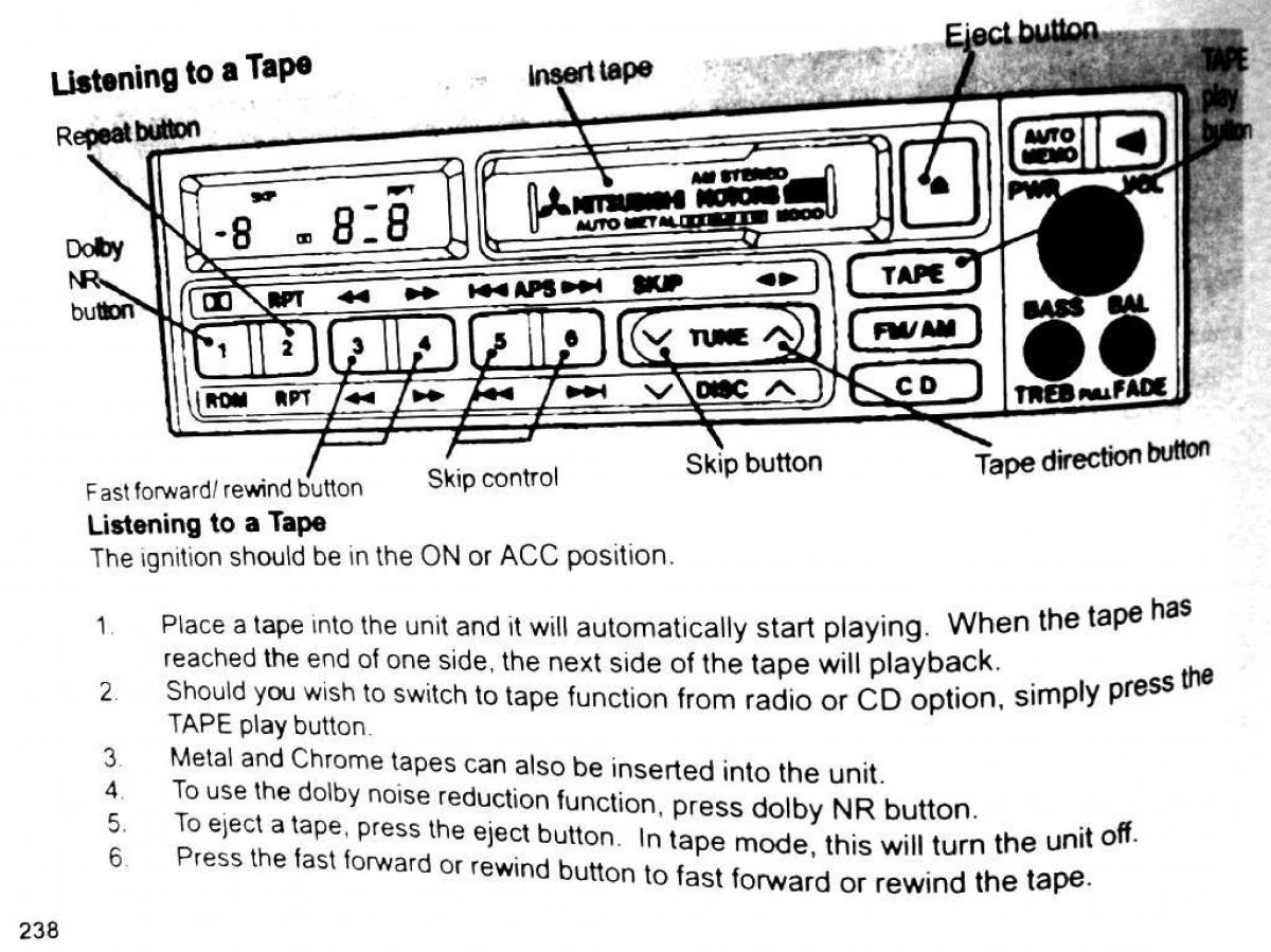 Mitsubishi Pajero II 2 owners manual / page 238