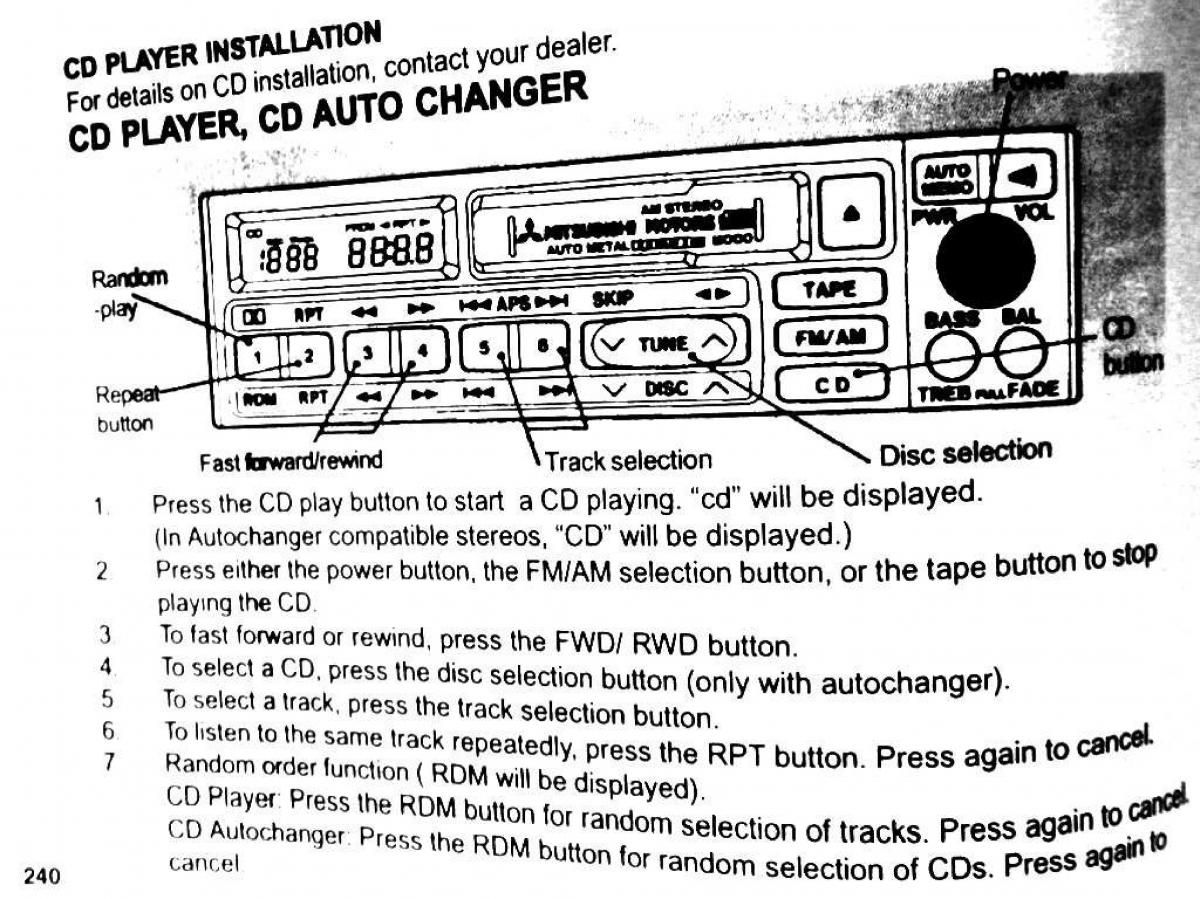 Mitsubishi Pajero II 2 owners manual / page 240