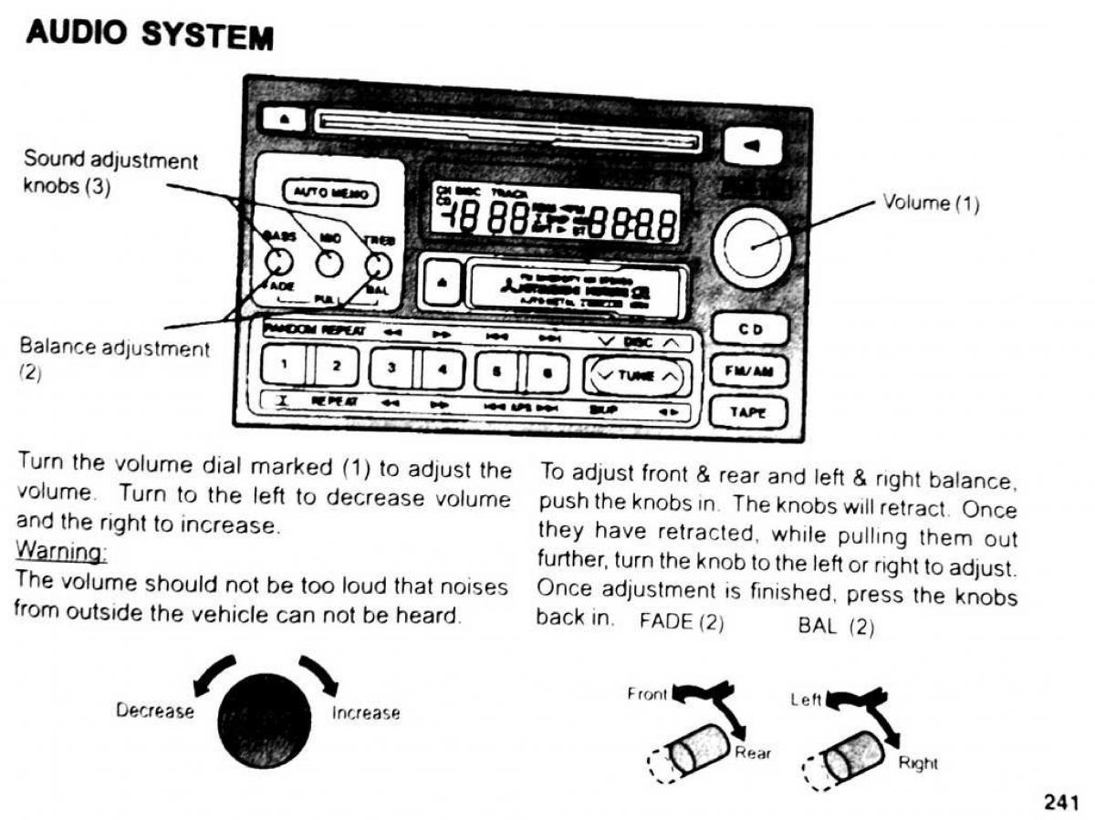 Mitsubishi Pajero II 2 owners manual / page 241