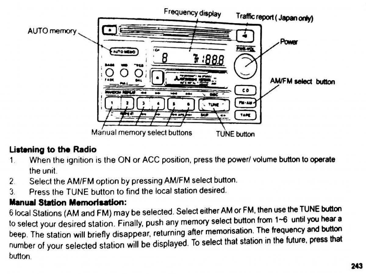 Mitsubishi Pajero II 2 owners manual / page 243