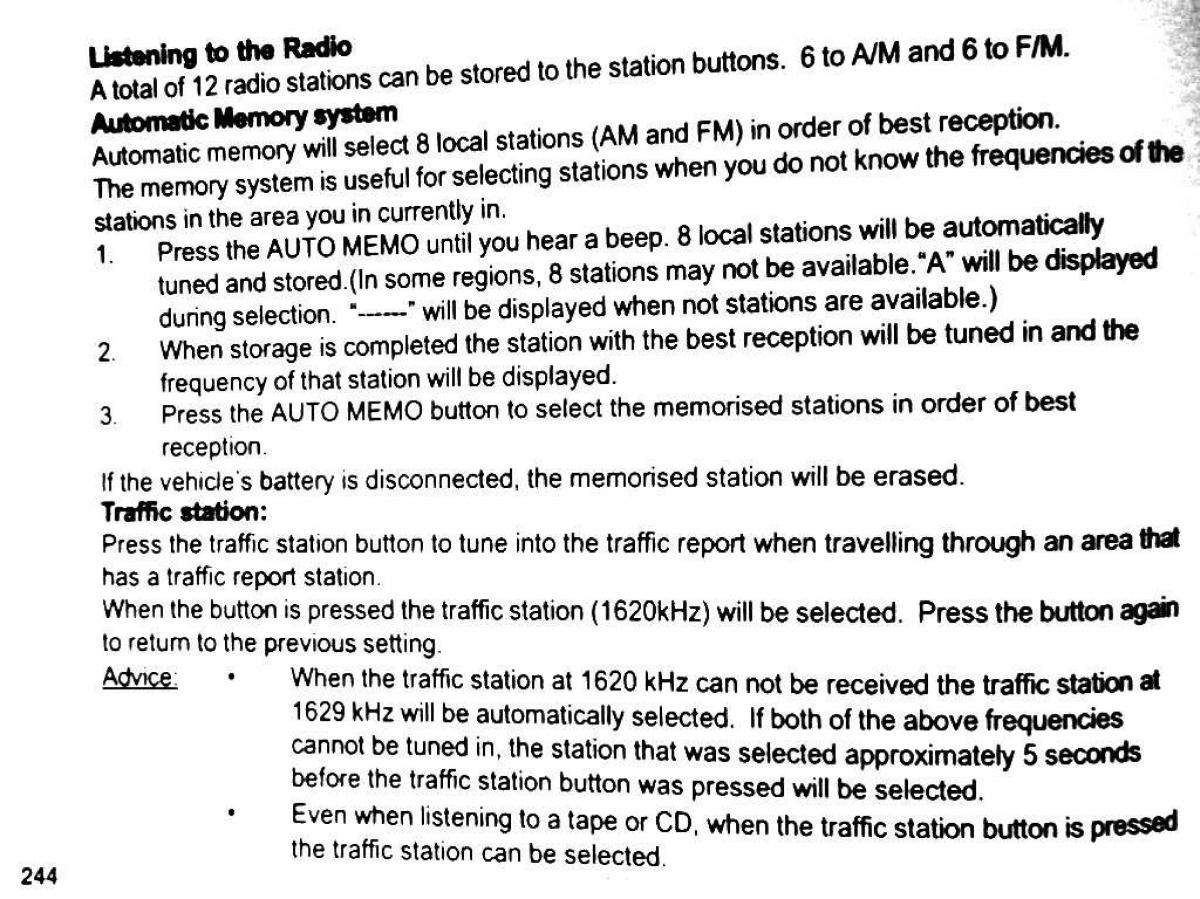 Mitsubishi Pajero II 2 owners manual / page 244