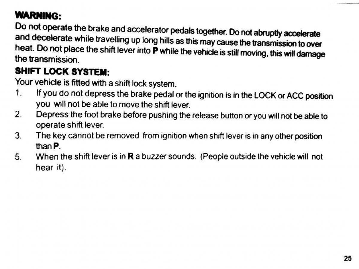 Mitsubishi Pajero II 2 owners manual / page 25