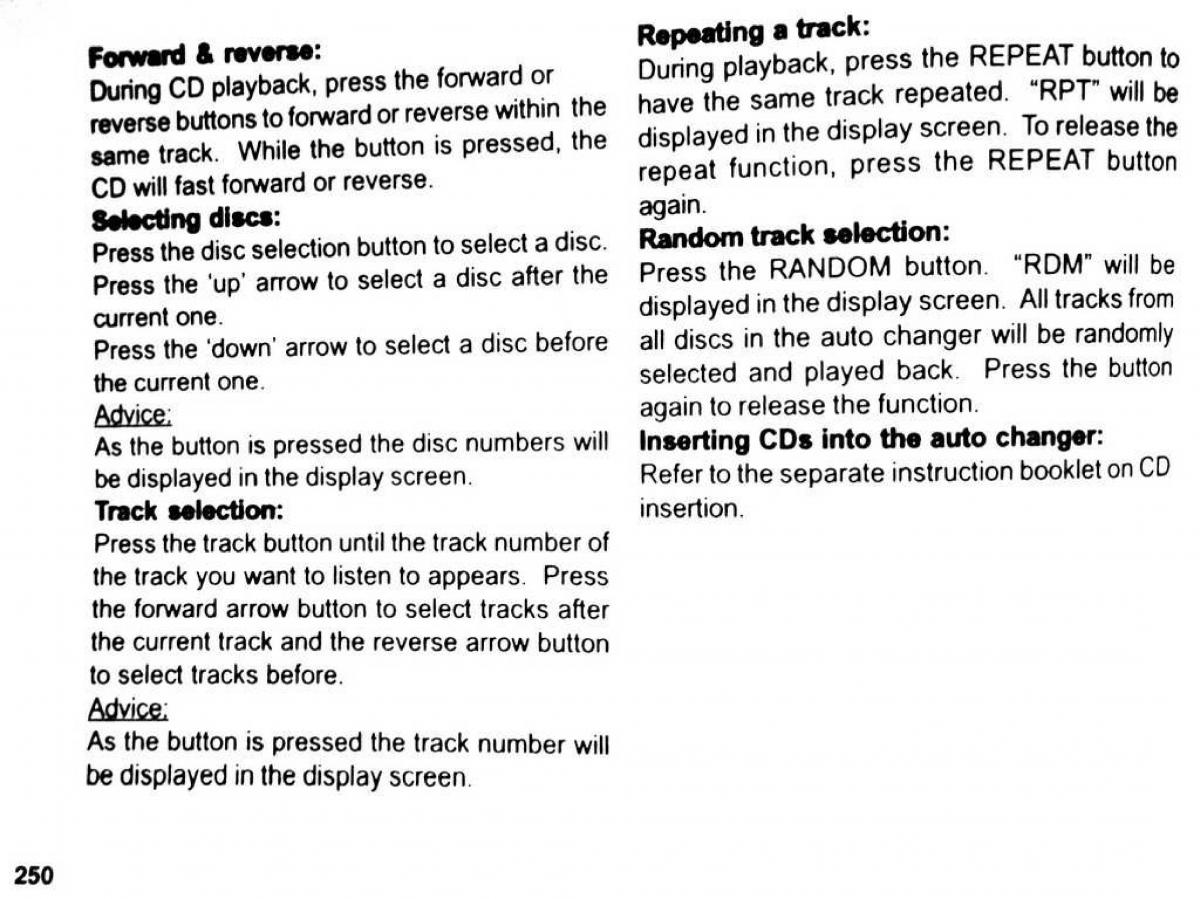 Mitsubishi Pajero II 2 owners manual / page 250