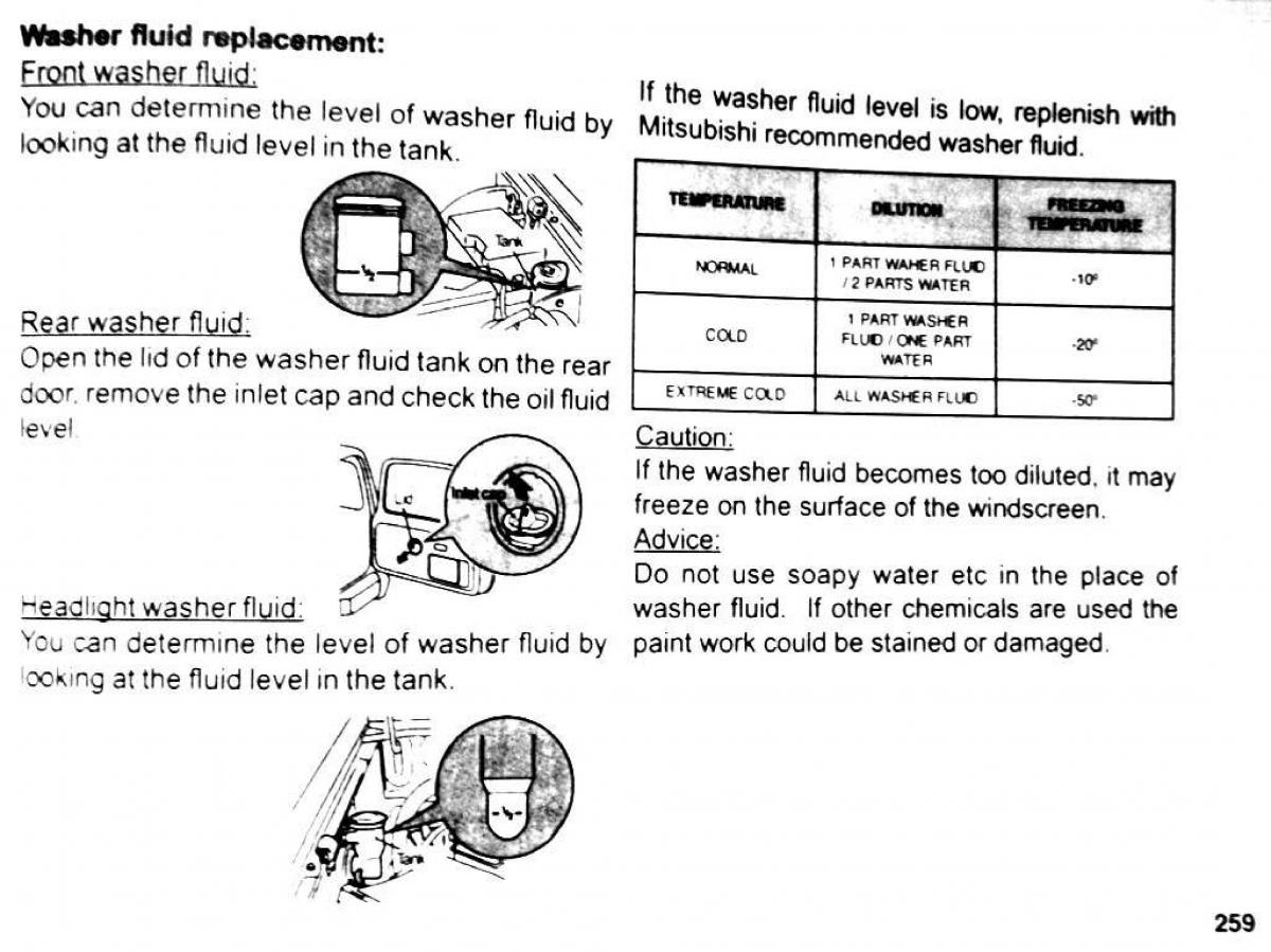 Mitsubishi Pajero II 2 owners manual / page 259