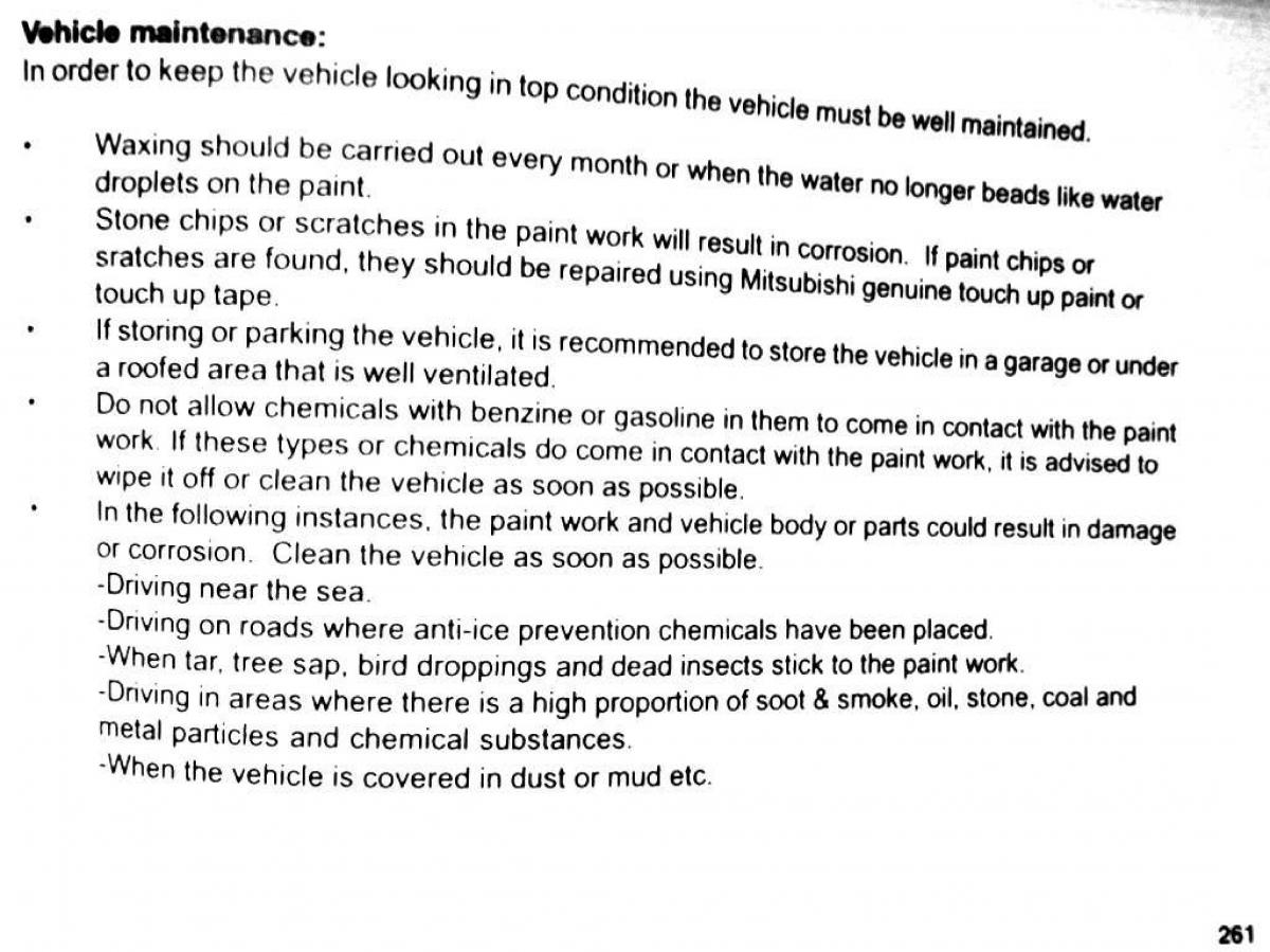 Mitsubishi Pajero II 2 owners manual / page 261