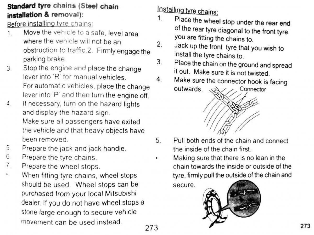 Mitsubishi Pajero II 2 owners manual / page 273