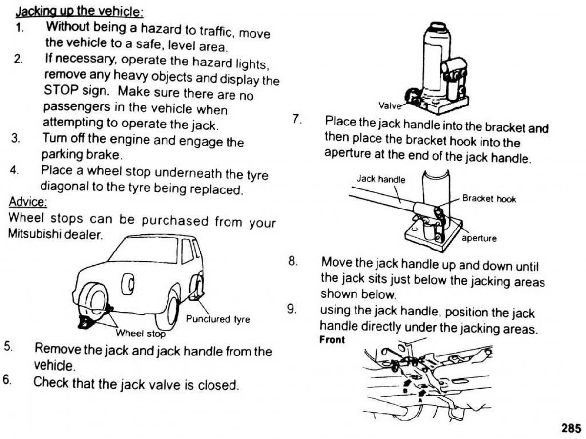 Mitsubishi Pajero II 2 owners manual / page 285