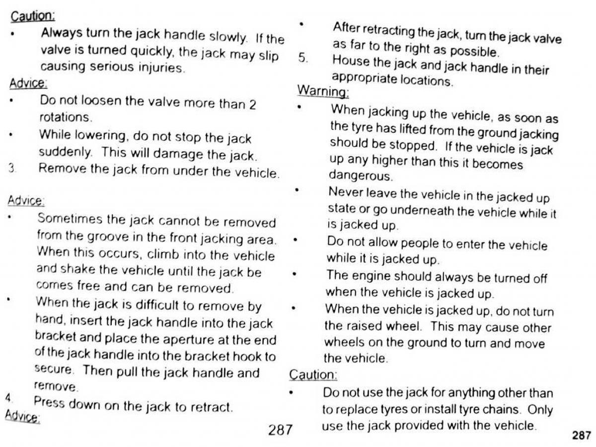 Mitsubishi Pajero II 2 owners manual / page 287