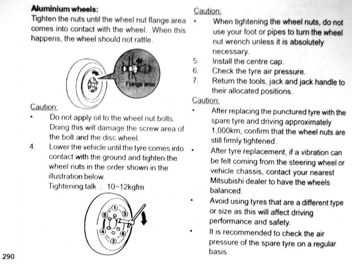 Mitsubishi Pajero II 2 owners manual / page 290