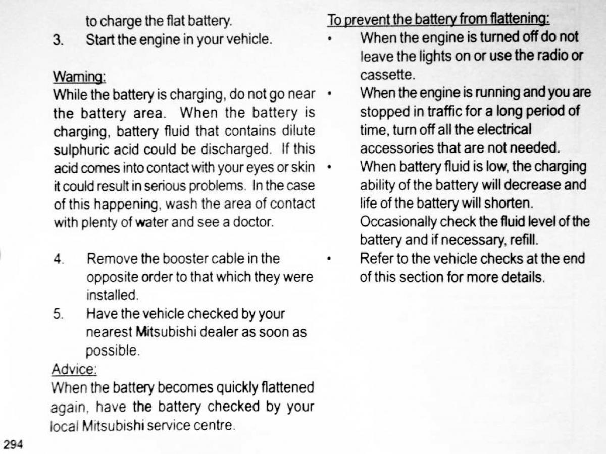 Mitsubishi Pajero II 2 owners manual / page 294