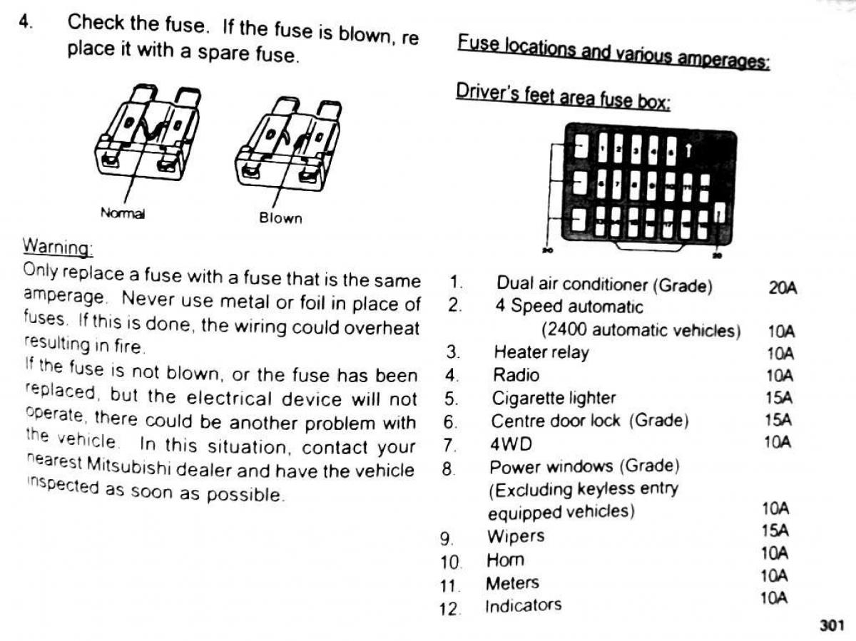 Mitsubishi Pajero II 2 owners manual / page 301