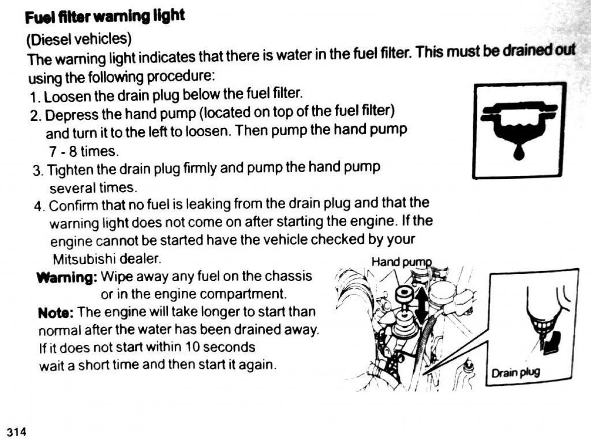 Mitsubishi Pajero II 2 owners manual / page 314