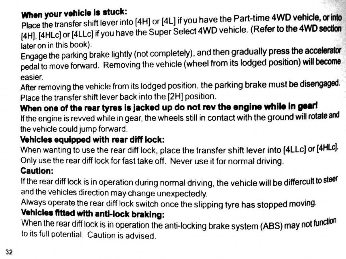 Mitsubishi Pajero II 2 owners manual / page 32