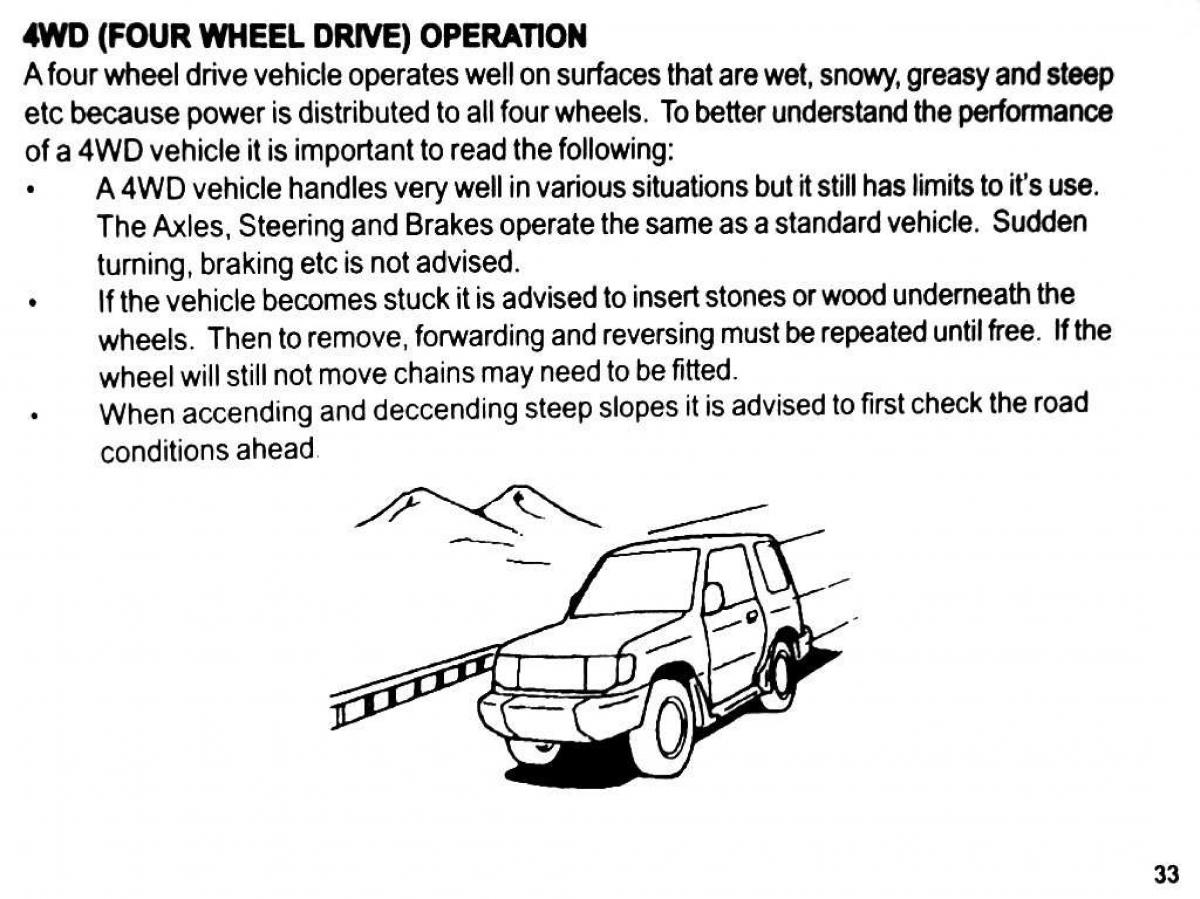 Mitsubishi Pajero II 2 owners manual / page 33