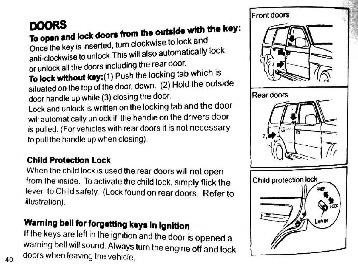 Mitsubishi Pajero II 2 owners manual / page 40