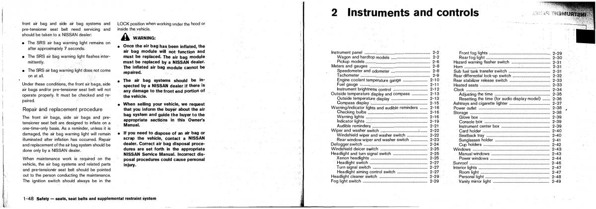 Nissan Patrol Y61 GR owners manual / page 28