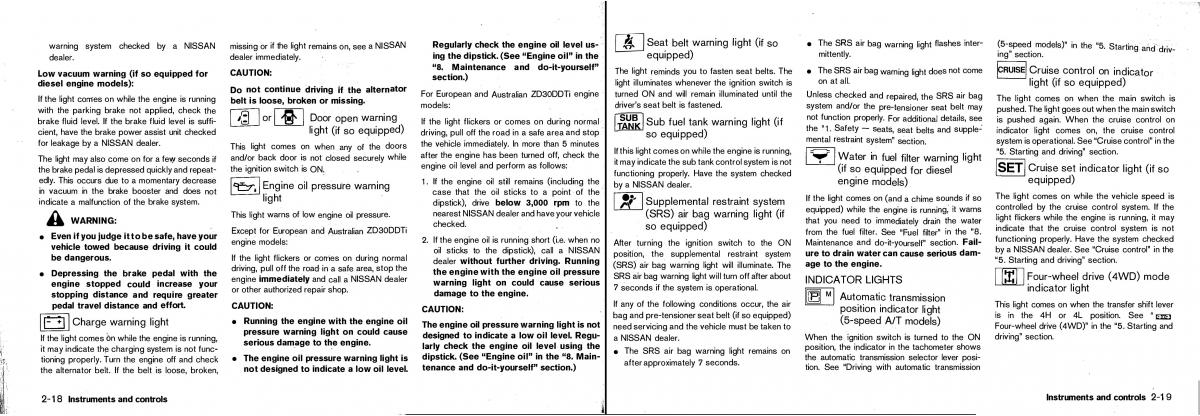 Nissan Patrol Y61 GR owners manual / page 37