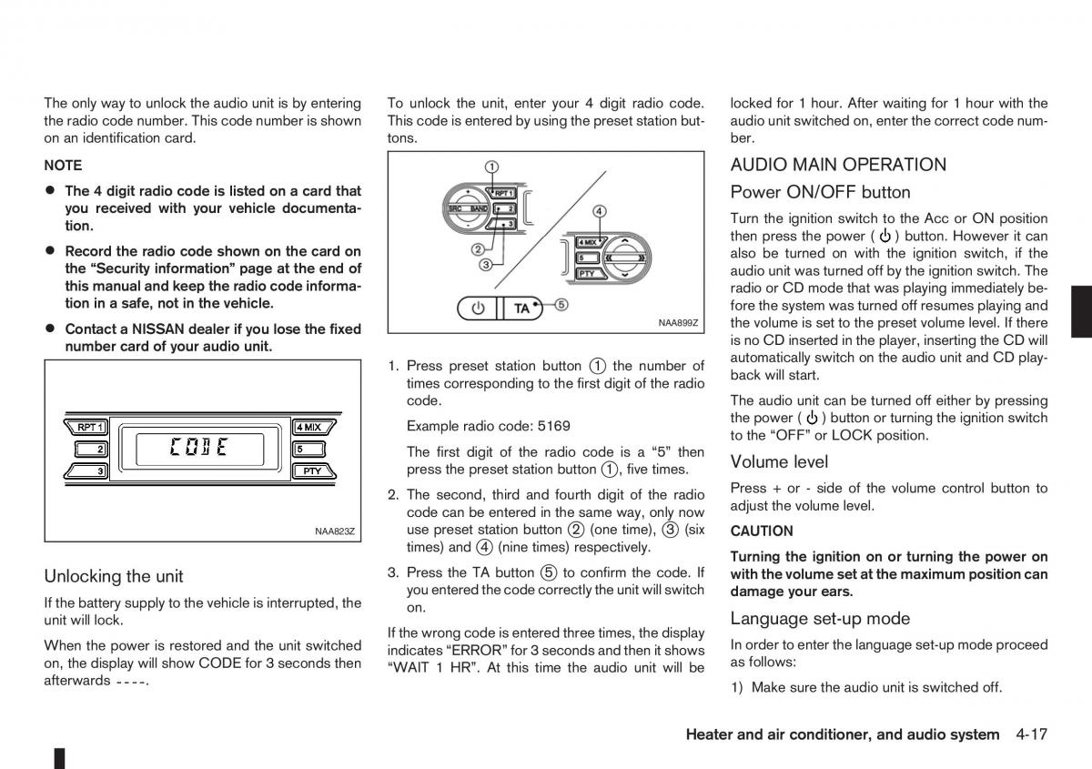 Nissan Note I 1 E11 owners manual / page 101