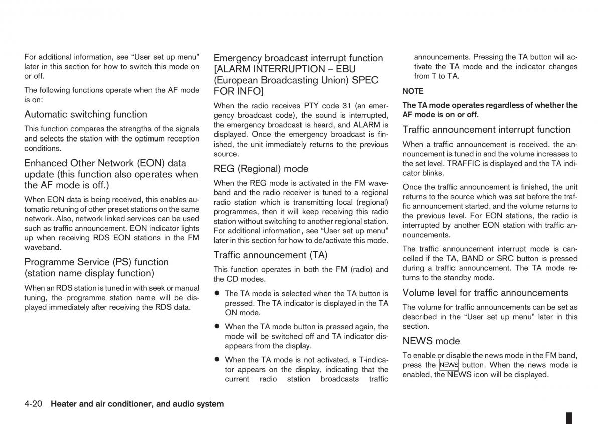 Nissan Note I 1 E11 owners manual / page 104