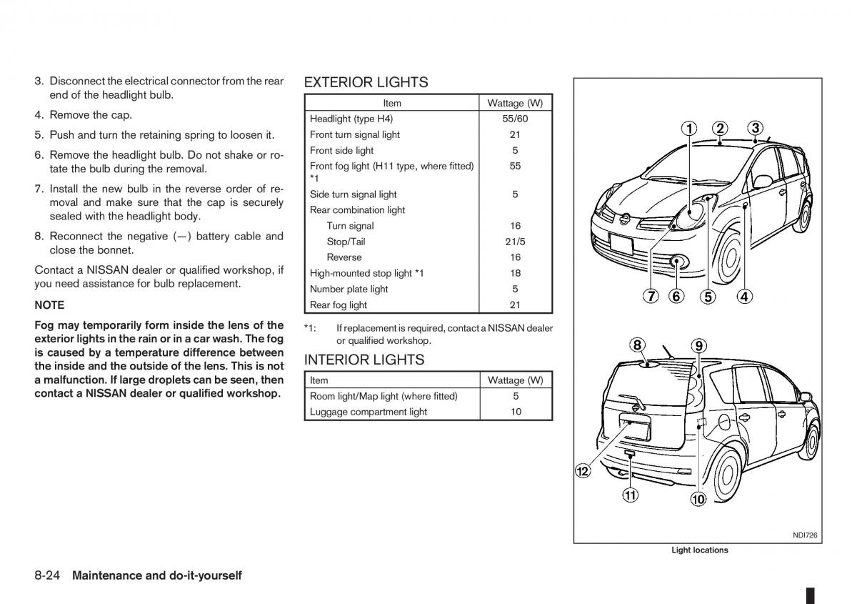 Nissan Note I 1 E11 owners manual / page 200