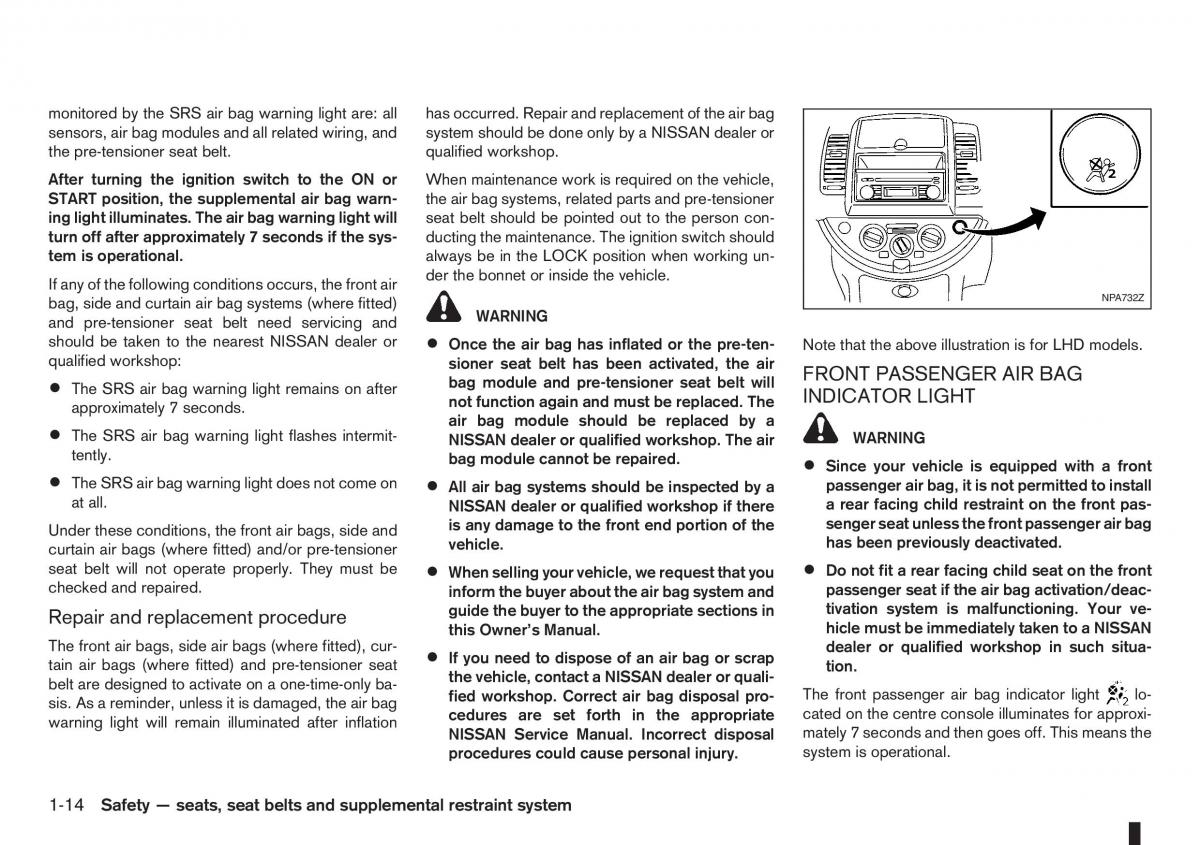 Nissan Note I 1 E11 owners manual / page 32