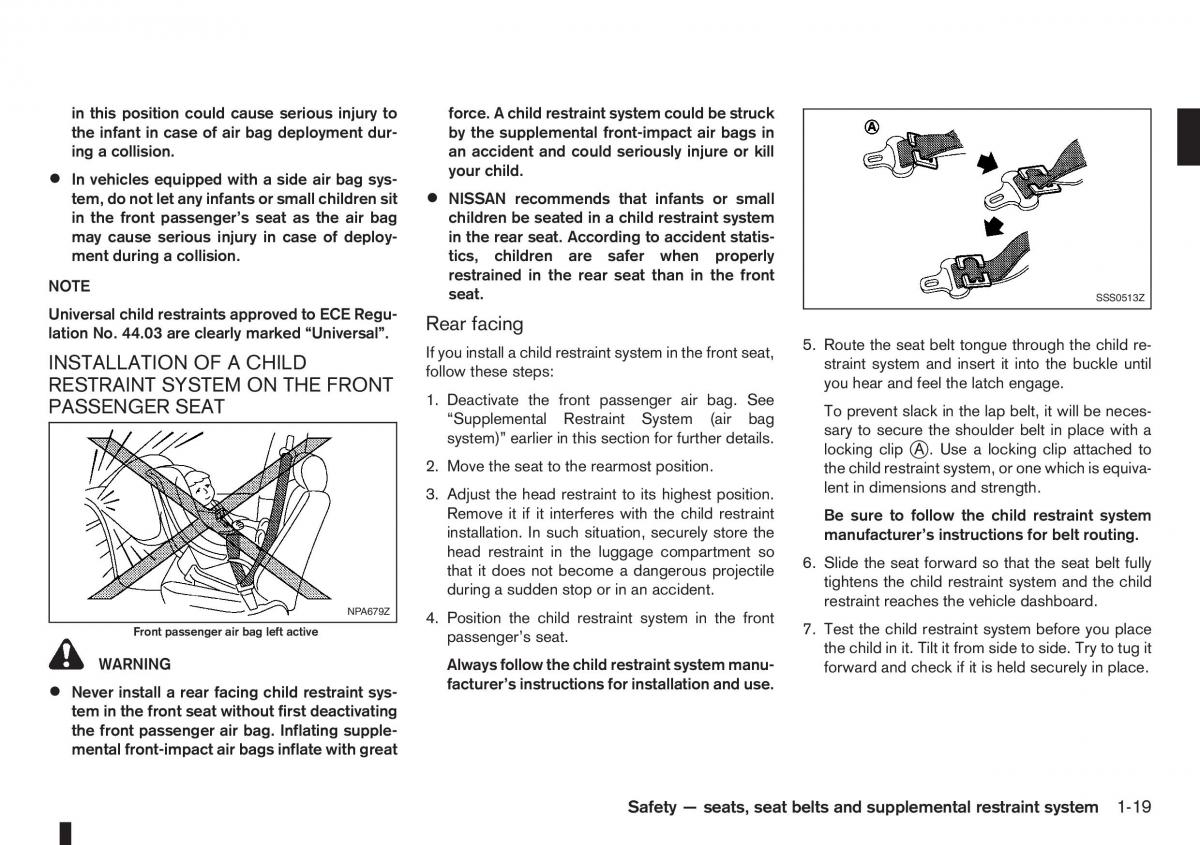 Nissan Note I 1 E11 owners manual / page 37