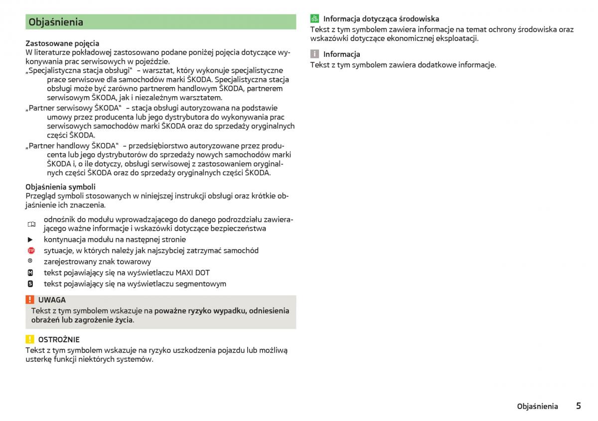 Skoda Rapid instrukcja obslugi / page 7